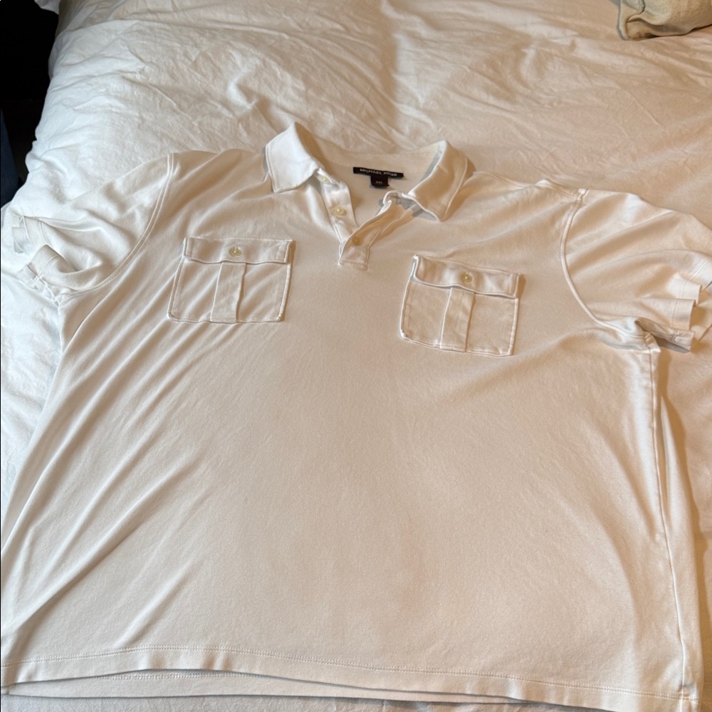 Michael Kors Classic White Polo with Dual Pockets